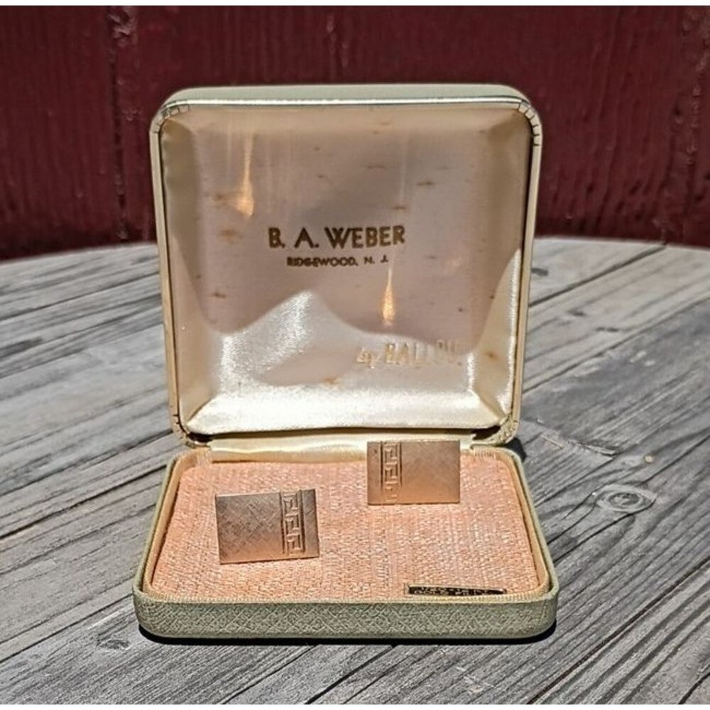 VTG B.A. Weber 1/20 12KT gold-filled cufflinks in original box